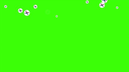 Falling Rounded SOUTH KOREA Flags Green Screen Animation for Patriotic Effects and Motion Graphic Overlays