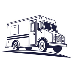 Illustration of a food truck, vector line art