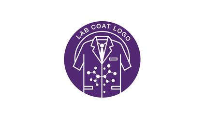 Lab Coat Logo Design with Molecular Structure Modern Science and Healthcare Symbol