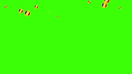 Falling Rounded ROMANIA Flags Green Screen Animation for Patriotic Effects and Motion Graphic Overlays