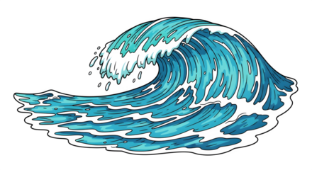 Ocean Wave Illustration, isolated on transparent background