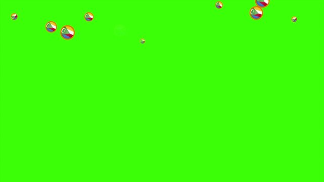 Falling Rounded COMOROS Flags Green Screen Animation for Patriotic Effects and Motion Graphic Overlays