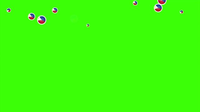 Falling Rounded PHILIPPINES Flags Green Screen Animation for Patriotic Effects and Motion Graphic Overlays