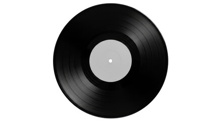 Fototapeta premium Black vinyl record PNG isolated on transparent background, vintage music carrier for DJ, audio, and entertainment use