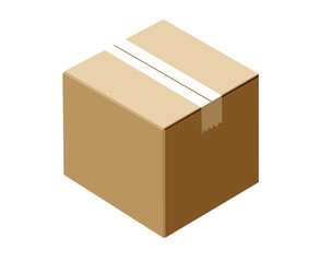 empty Brown Paper mailing box Cardboard box isolated on white background