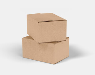 empty Brown Paper mailing box Cardboard box isolated on white background