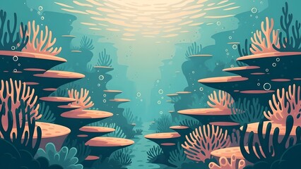 Vibrant Underwater Coral Reef Ecosystem Illustration