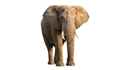 African elephant PNG isolated on transparent background, majestic animal with large ears and tusks for wildlife and conservation projects