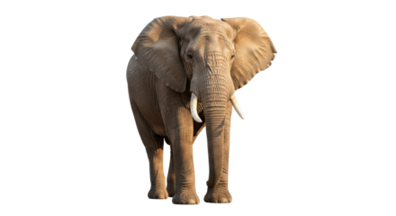 African elephant PNG isolated on transparent background, majestic animal with large ears and tusks for wildlife and conservation projects