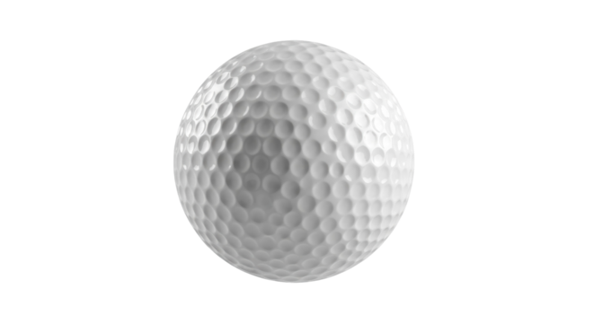 Textured golf ball PNG isolated on transparent background, sports equipment for golfing and recreational activities