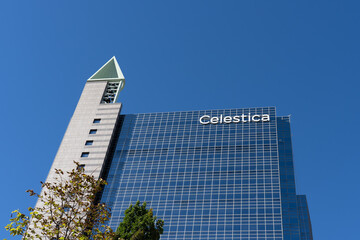 Naklejka premium Toronto, Canada - September 28, 2025: Celestica headquarters in Toronto, Canada. Celestica is a Canadian design, manufacturing, and supply chain electronics manufacturing services company