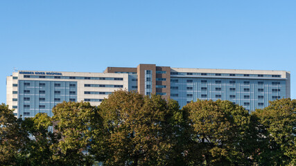 Naklejka premium North York, Toronto, Canada - October 4, 2025: Humber River Hospital is shown in North York, Toronto, Canada 