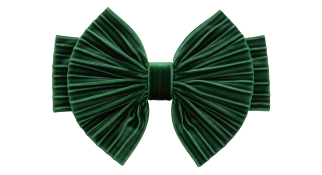 Elegant emerald green velvet bow tie isolated PNG, luxurious fashion accessory for formal events and special occasions on transparent background