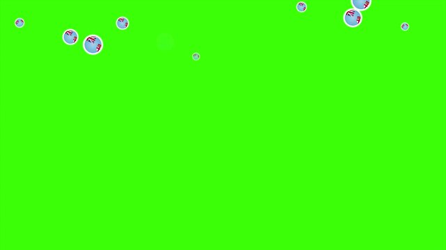 Falling Rounded FIJI Flags Green Screen Animation for Patriotic Effects and Motion Graphic Overlays