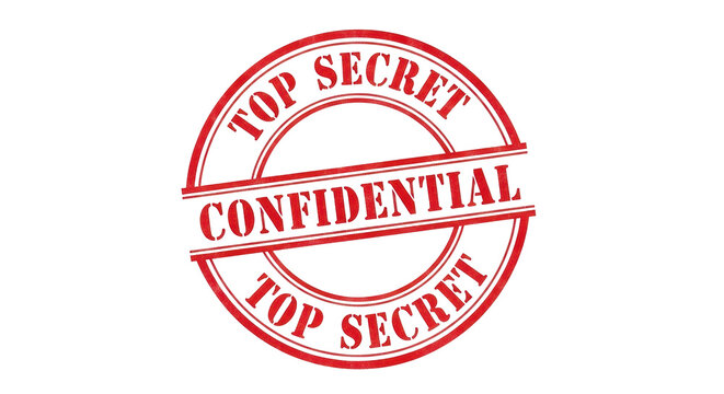 Red confidential stamp PNG isolated on transparent background, top secret rubber seal for document security and classified information