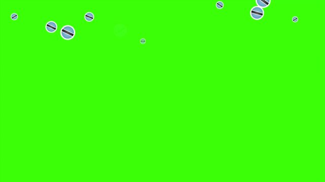 Falling Rounded BOTSWANA Flags Green Screen Animation for Patriotic Effects and Motion Graphic Overlays