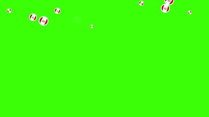 Falling Rounded Peru Flags Green Screen Animation for Patriotic Effects and Motion Graphic Overlays