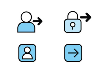 User login logout and security icons set vector illustration