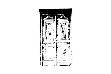 silhouette of a door, old wooden door, ancient door