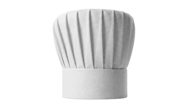 Chef s hat PNG isolated on transparent background, professional cook uniform headwear for culinary arts and restaurant use