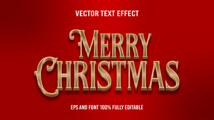 Merry Christmas 3D Style Text Effect on Red  Background
