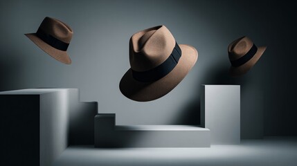 Floating Fedora Display Over Minimal Geometric Platforms