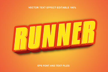 Bold Yellow Runner Text Effect on Orange Background &ndash; Editable 3D Vector Typography Design