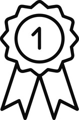 first place award ribbon icon  outline vector illustration on white background
