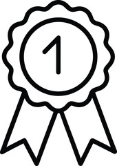first place award ribbon icon  outline vector illustration on white background