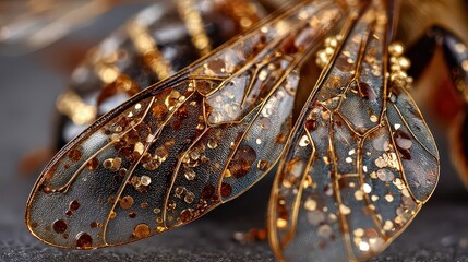 Intricate Details of Colorful Insect Wings with Sparkling Texture