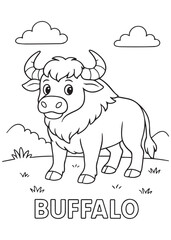 coloring book Buffalo standing proudly