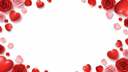 Red hearts background, paper cut romantic concept, top view. Beautiful cute hearts on pastel pink table flat lay composition. Valentines Day greeting card concept. Mothers Day anniversary design