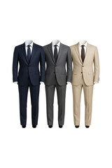 Three Elegant Men's Suits in Different Colors Perfect for Business or Formal Events High Quality Fabrics High quality Realistic image.