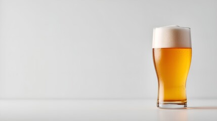 Refreshing golden beer with a foamy head ready to quench your thirst on a hot summer day, perfect for advertising a brewery or bar promotion
