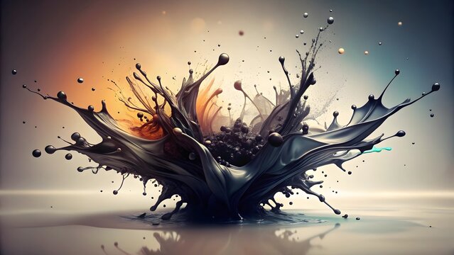 Dramatic splash of colorful liquids exploding outward in a dynamic artistic fashion