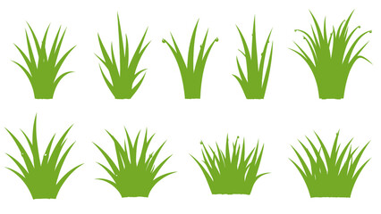 Assorted Green Grass Tuft Clipart for Digital Design and Illustration