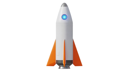 Cartoon rocket ship PNG isolated on transparent background, space exploration and future technology concept