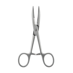 Surgical hemostat clamp for medical procedures and precision tasks isolated on white background