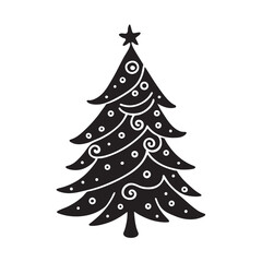 Doodle Cute Ornament Christmas Tree Silhouette Artwork