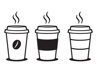 Steaming takeaway coffee cup with simple modern minimal design concept