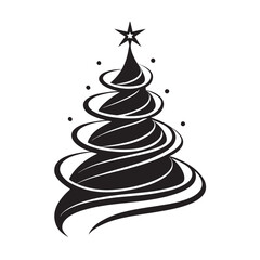 Golden Spiral Ornament Christmas Tree Silhouette Art