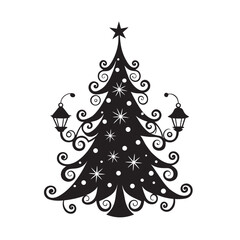 Fantasy Lantern Ornament Christmas Tree Silhouette Scene