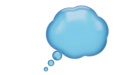 Light blue thought bubble PNG isolated on transparent background, cartoon speech balloon for communication and creative design projects