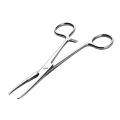 Professional stainless steel surgical hemostat instrument tool isolated on white background