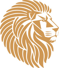 Stylized Lion Head Profile with Flowing Mane