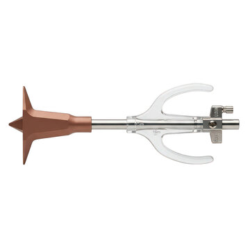 Medical surgical instrument trocar with sharp tip on white background isolated on white background