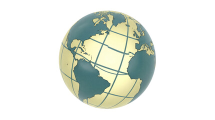 World globe PNG isolated on transparent background, geographical representation of Earth with continents and grid lines for educational purposes