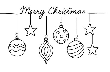 Simple Merry Christmas Ornament Line Art