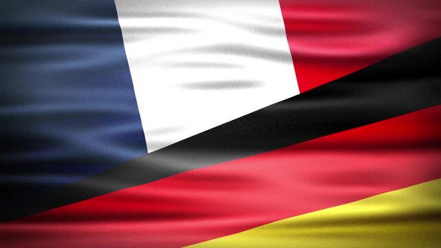 Wavy Combined Flags of France and Germany, Short Looping Animation of National Unity and Cultural Connection