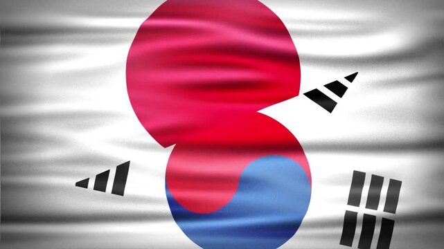 Wavy Combined Flags of South Korea and Japan, Short Looping Animation of National Unity and Cultural Connection